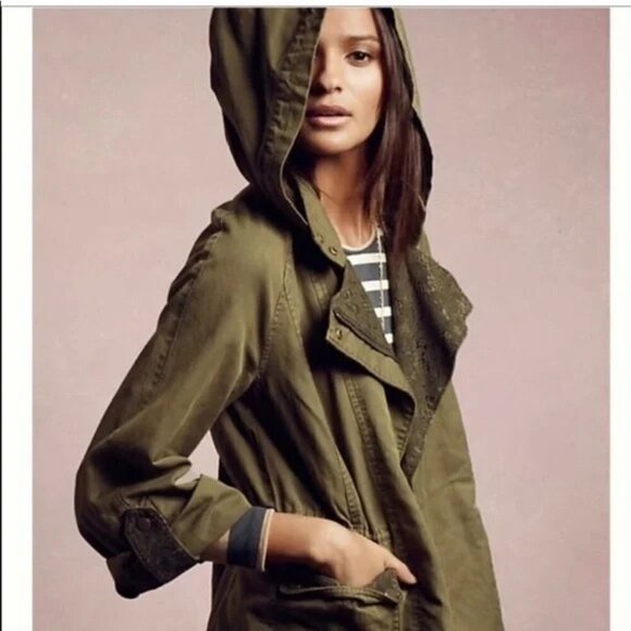 Anthropologie HEI HEI Green Hooded Anorak Utility Jacket Size XS - Picture 1 of 15